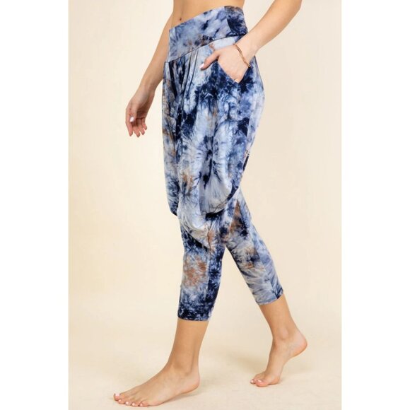 Kooniez Limited Edition Harem Pants Sz L Kaleidoscope Navy Yoga Lounge Pull On - Picture 8 of 10